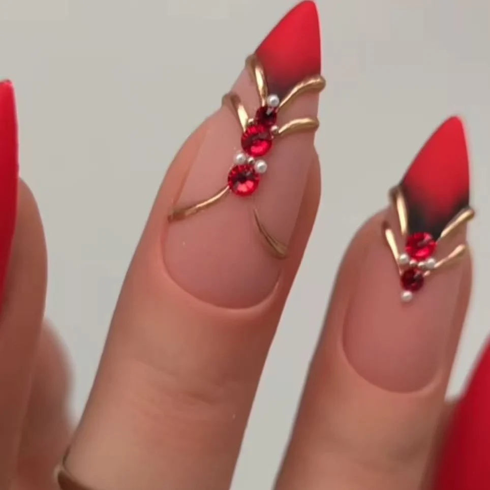 Press-On Nails Crystal & Rhinestone Salon-Quality Set of 24