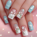 Press-On Nails Delicate Floral Reusable Easy Apply & Remove