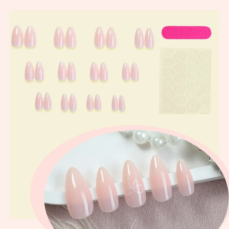 Press-On Nails Delicate Pattern Easy Apply & Long-Lasting Shine
