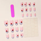 Press-On Nails Designer French Tip Acrylic Floral Accents