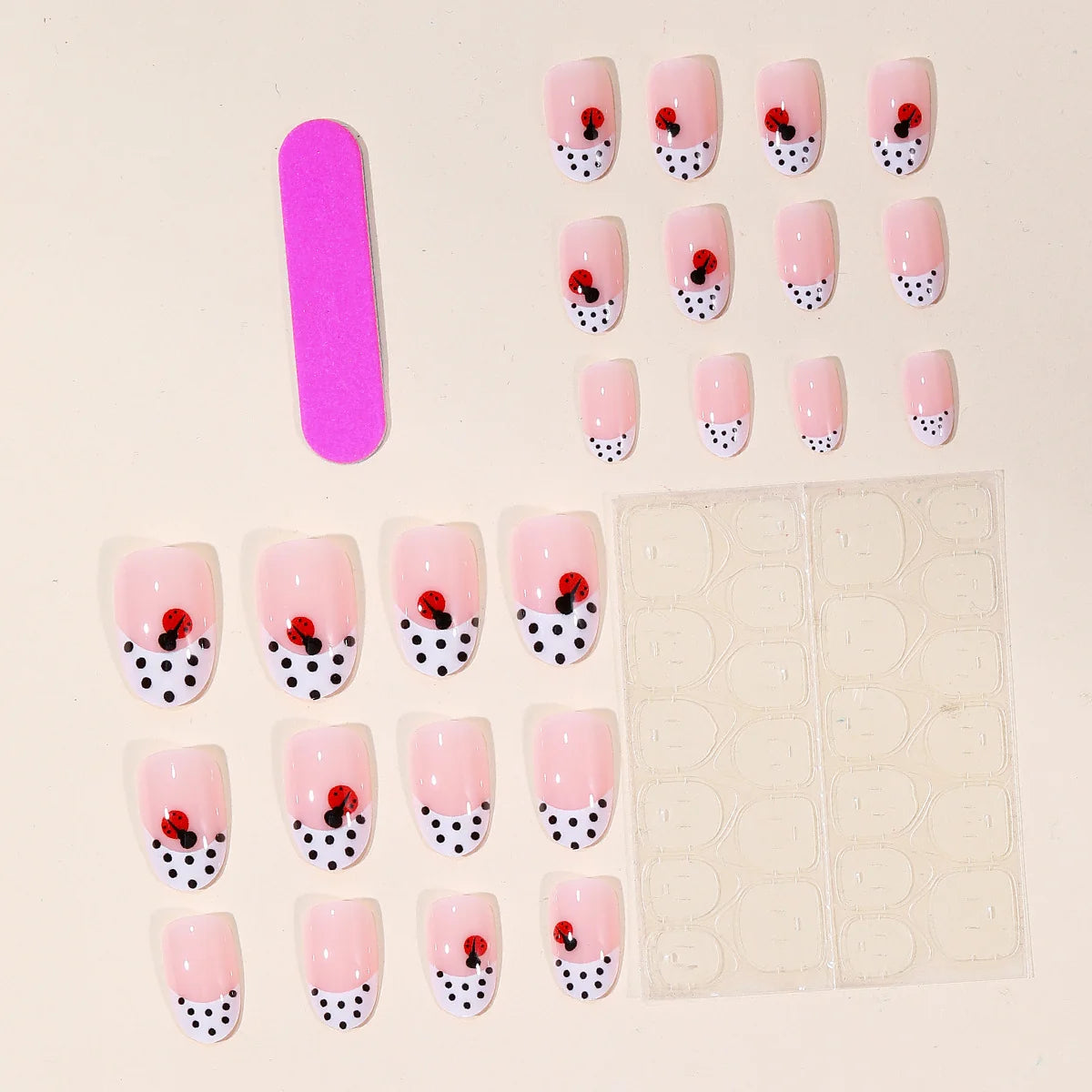 Press-On Nails Designer French Tip Acrylic Floral Accents