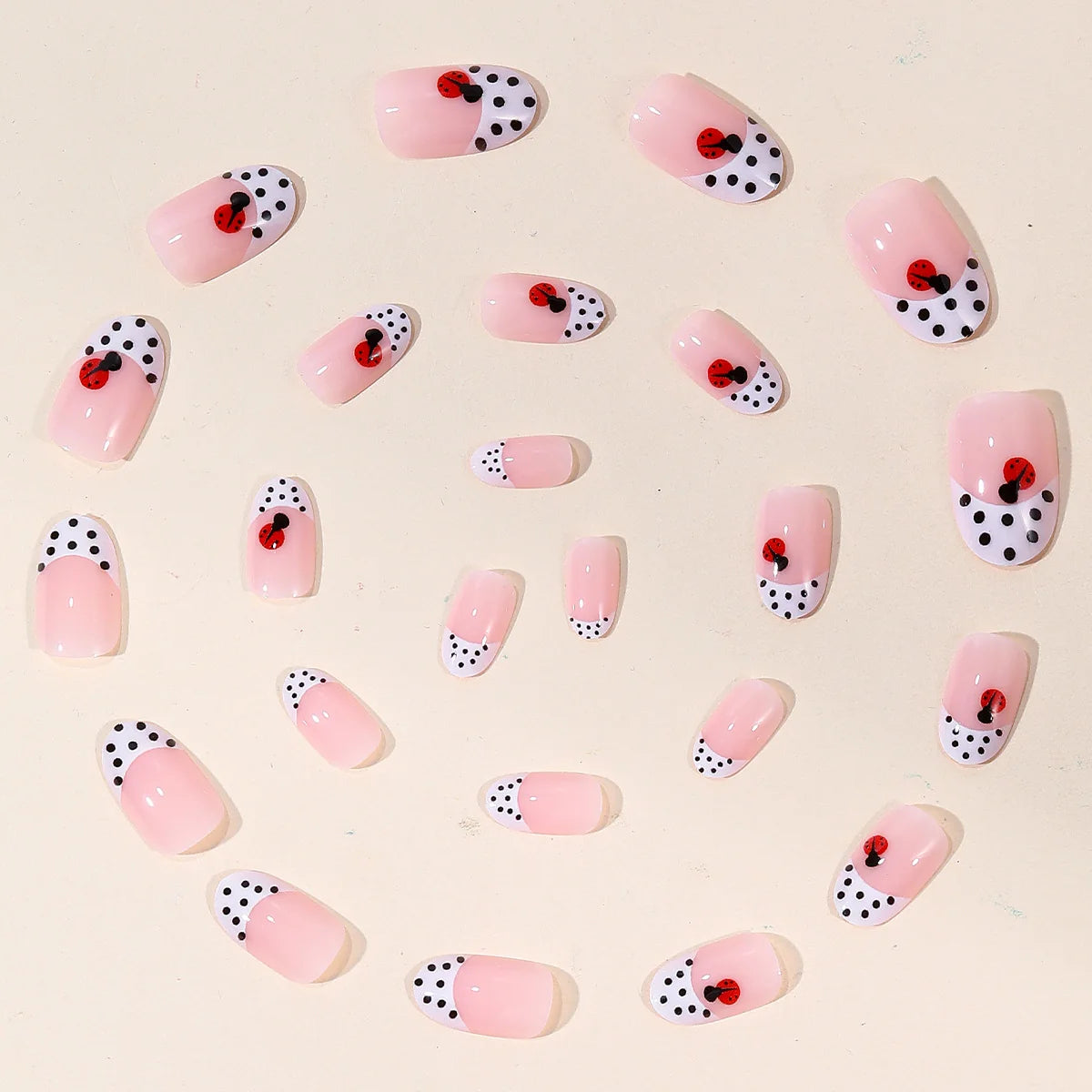 Press-On Nails Designer French Tip Acrylic Floral Accents