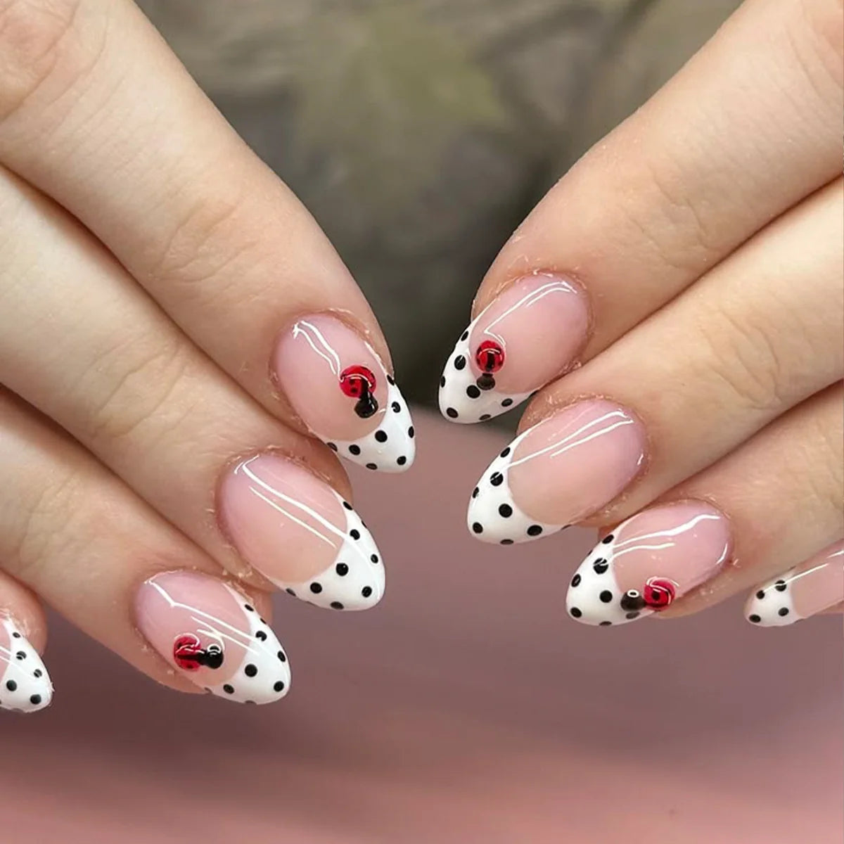 Press-On Nails Designer French Tip Acrylic Floral Accents