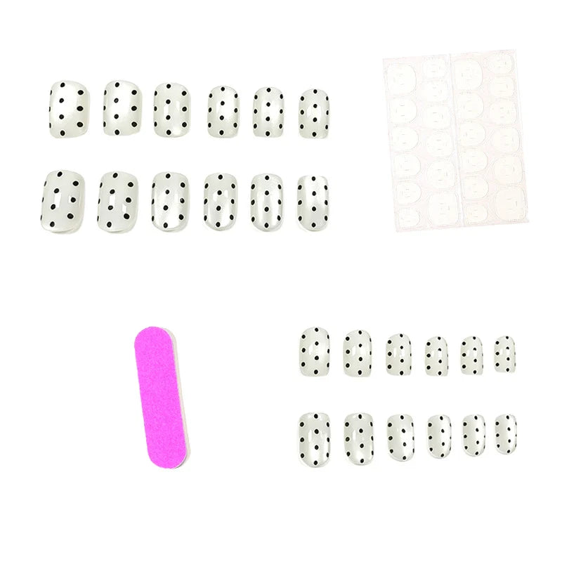 Press-On Nails Dot Pattern 24-Piece Comfortable Fit