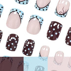 Press-On Nails Durable Acrylic Polka Dot & Bow