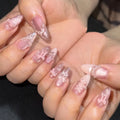 Press-On Nails Durable Gel Glossy Bow Motifs