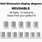 Press-On Nails Easy Application Reusable Set of 24