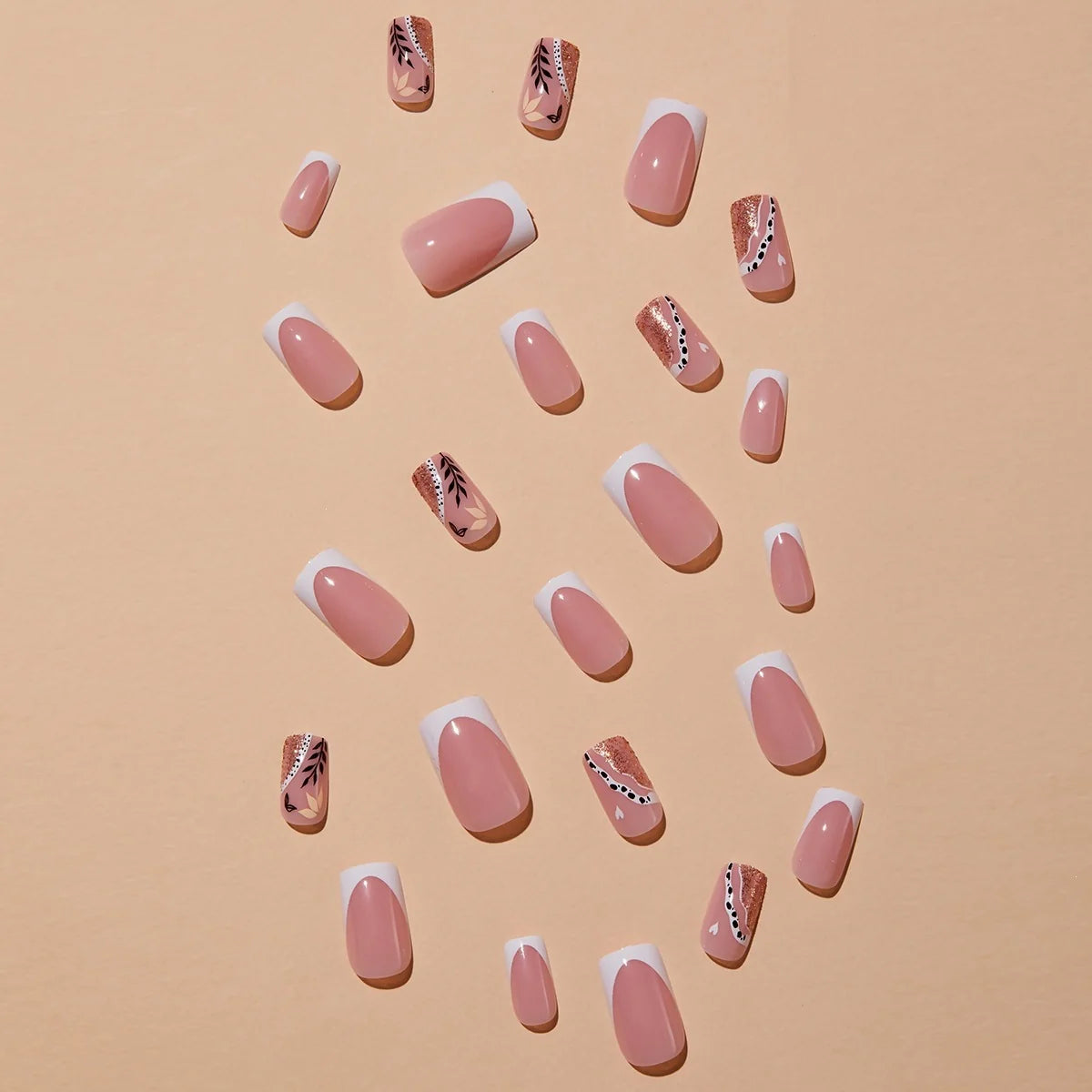 Press-On Nails Easy Application Reusable Set of 24