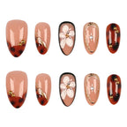 Press-On Nails Elegant Floral Peel-And-Stick Long-Lasting