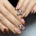 Press-On Nails Elegant Floral Peel-And-Stick Long-Lasting