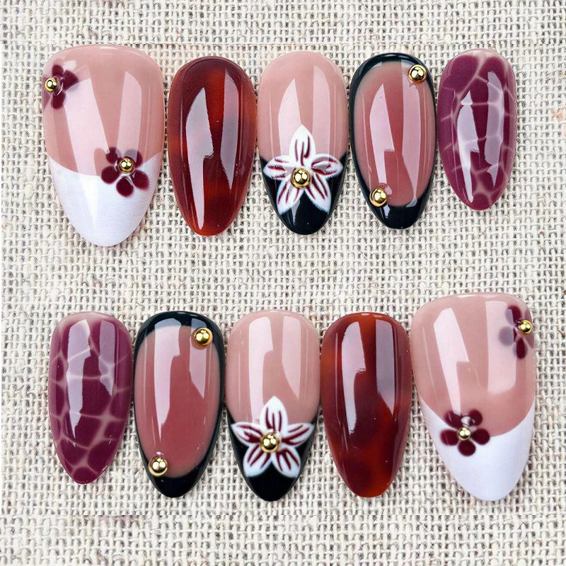 Press-On Nails Elegant Floral Peel & Stick 30-Piece