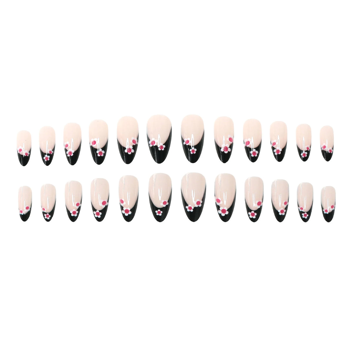 Press-On Nails Elegant Floral Self-Adhesive & Reusable