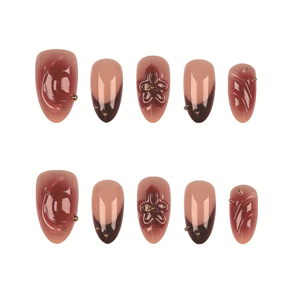 Press-On Nails Elegant Mixed Nail Art Easy Application
