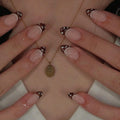 Press-On Nails Elegant Tip Champagne & White Reusable