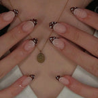 Press-On Nails Elegant Tip Champagne & White Reusable