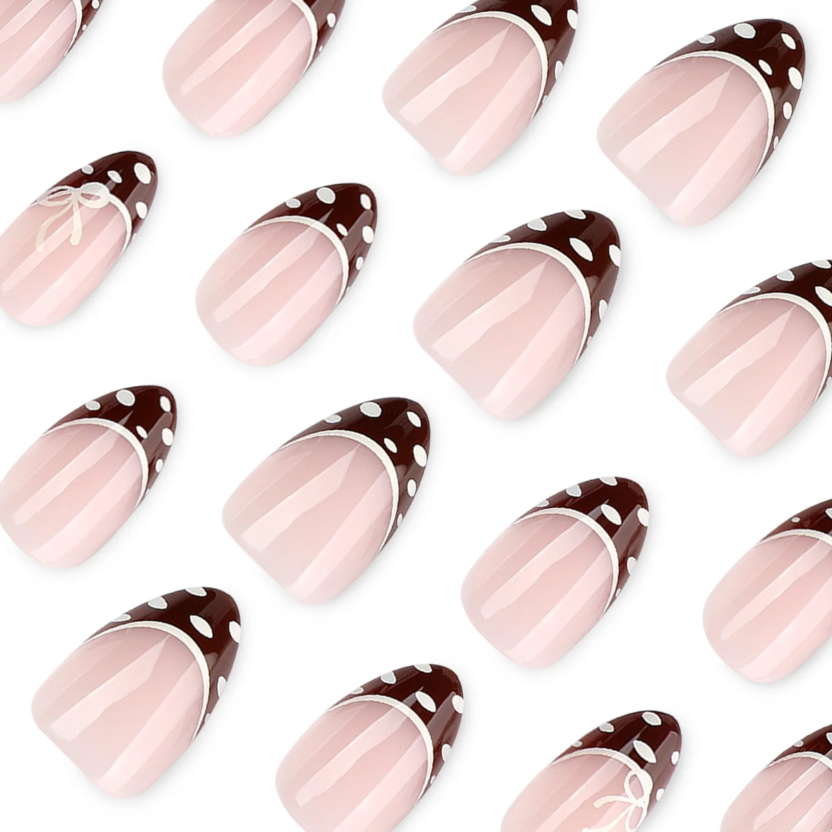 Press-On Nails Elegant Tip Champagne & White Reusable