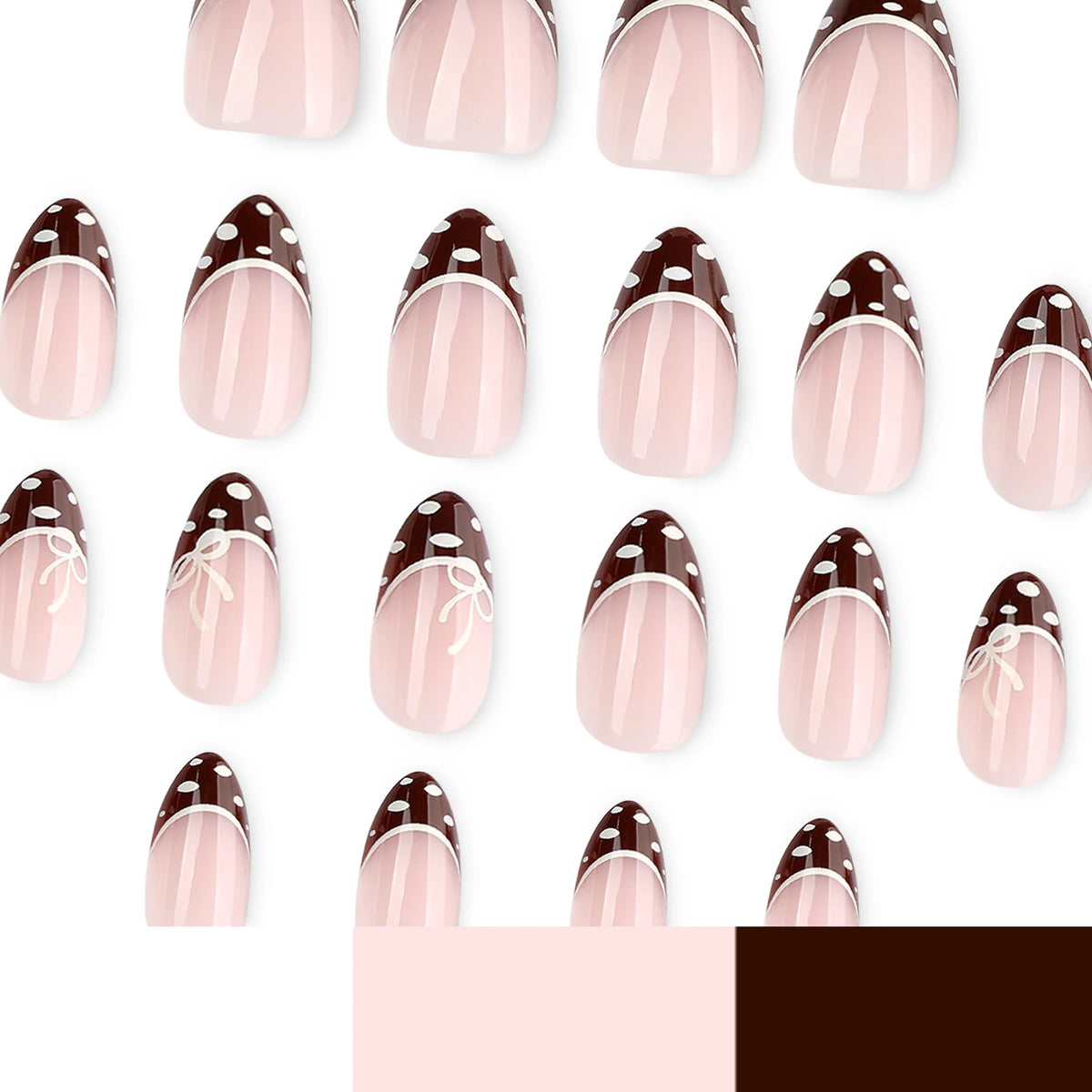 Press-On Nails Elegant Tip Champagne & White Reusable