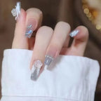 Press-On Nails Embellished Blue Easy Application & Comfortable Fit
