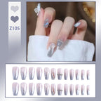 Press-On Nails Embellished Blue Easy Application & Comfortable Fit
