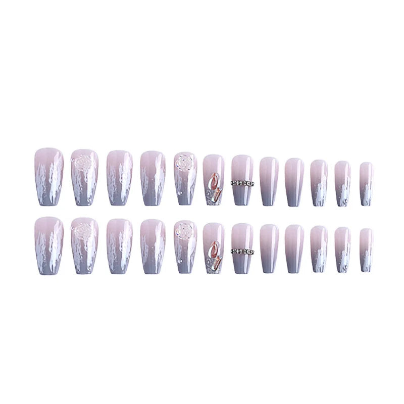 Press-On Nails Embellished Blue Easy Application & Comfortable Fit