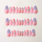 Press-On Nails Extended Acrylic Hand-Painted Floral