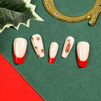 Press-On Nails Festive Christmas Glitter Nude & Red