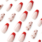 Press-On Nails Festive Christmas Glitter Nude & Red