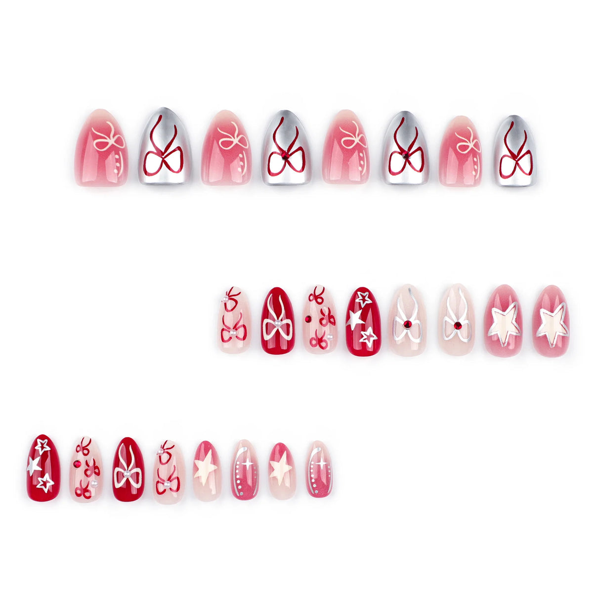 Press-On Nails Festive Glitter & Floral Easy Application