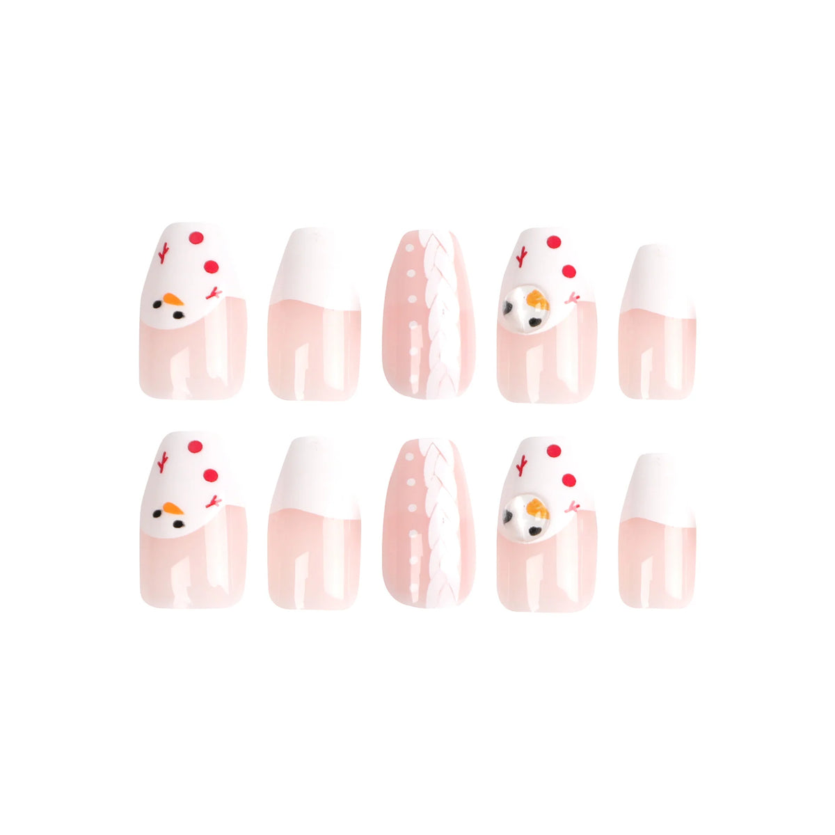 Press-On Nails Festive Winter Design Easy-Apply Adhesive