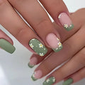 Press-On Nails Floral Accent Burgundy Set Of 24 Non-Toxic