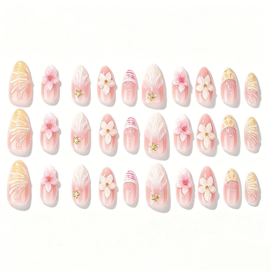 Press-On Nails Floral & Accent Designs Pre-Applied Adhesive