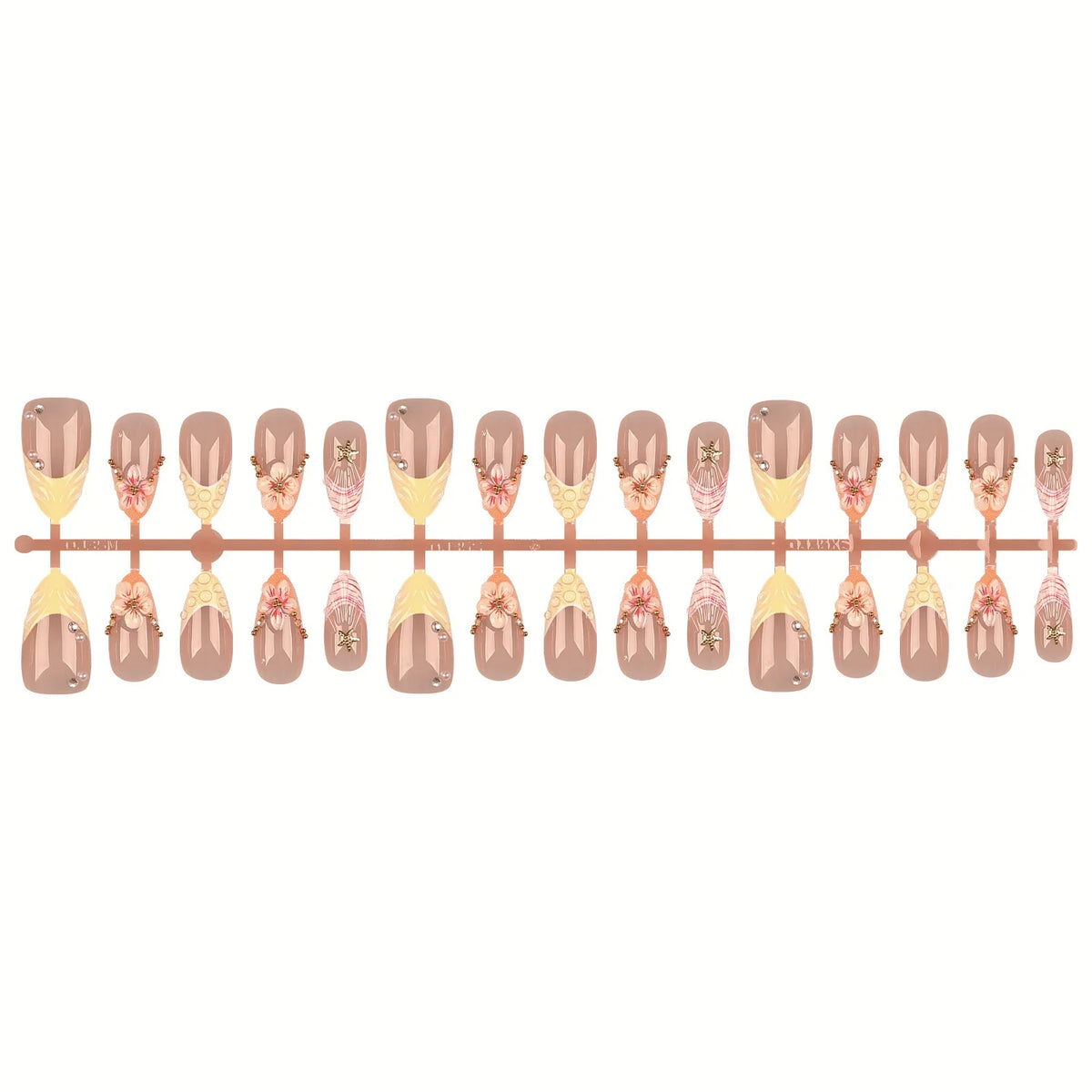 Press-On Nails Floral Accent Durable No Glue Application