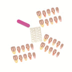 Press-On Nails Floral Accent Durable No Glue Application