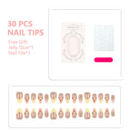 Press-On Nails Floral Accent Durable No Glue Application