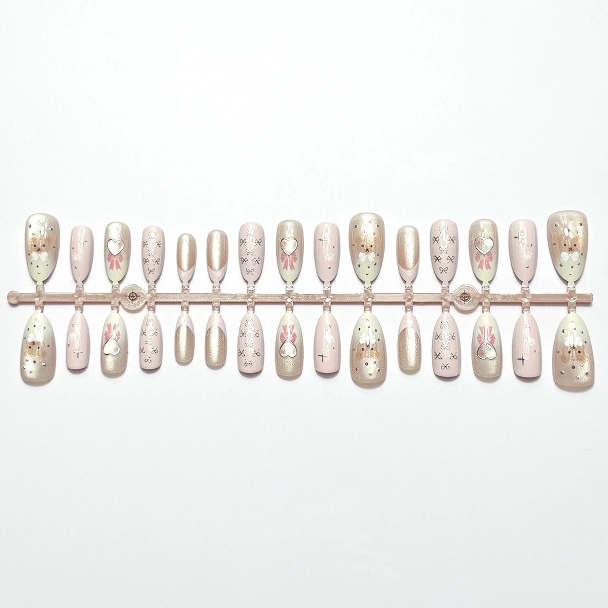 Press-On Nails Floral Accent & Glossy Finish Multiple Sizes