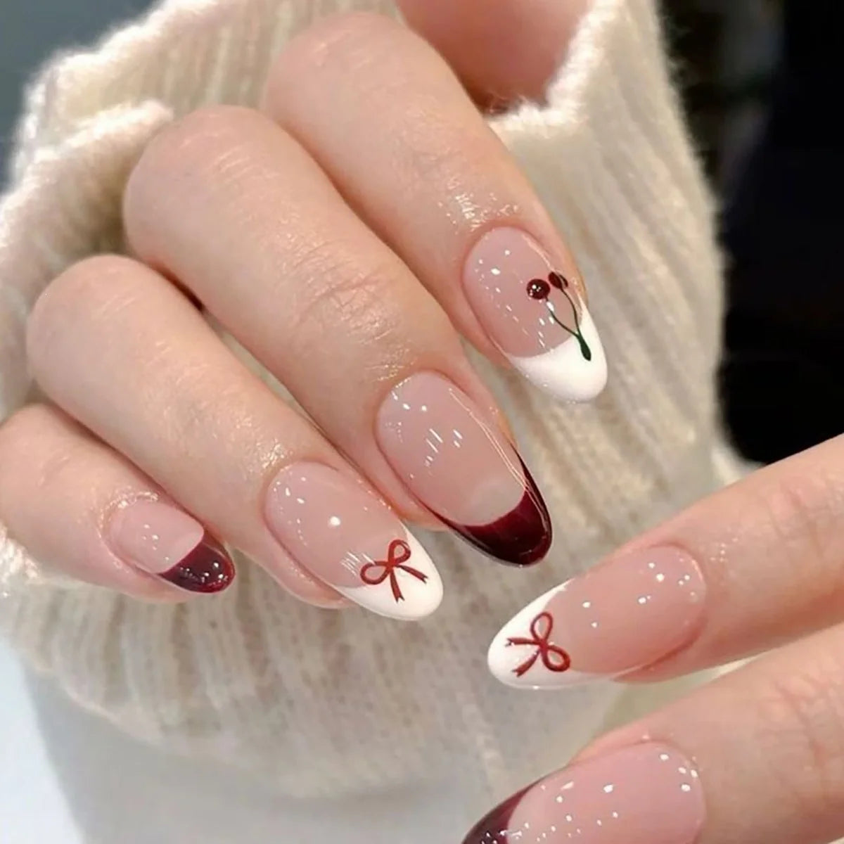 Press-On Nails Floral Accent Long-Lasting Customizable Fit
