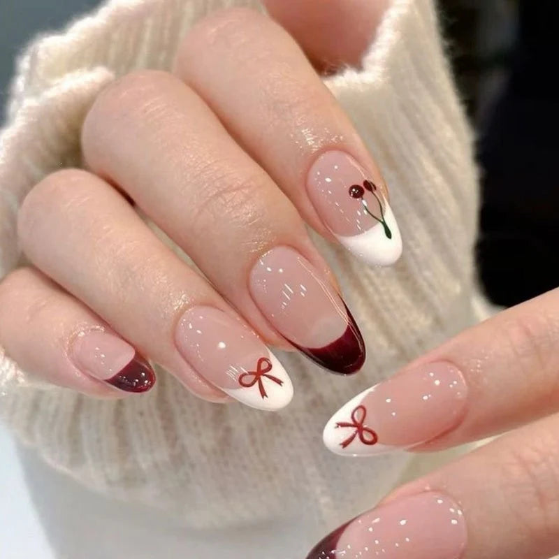 Press-On Nails Floral Accent Long-Lasting Customizable Fit