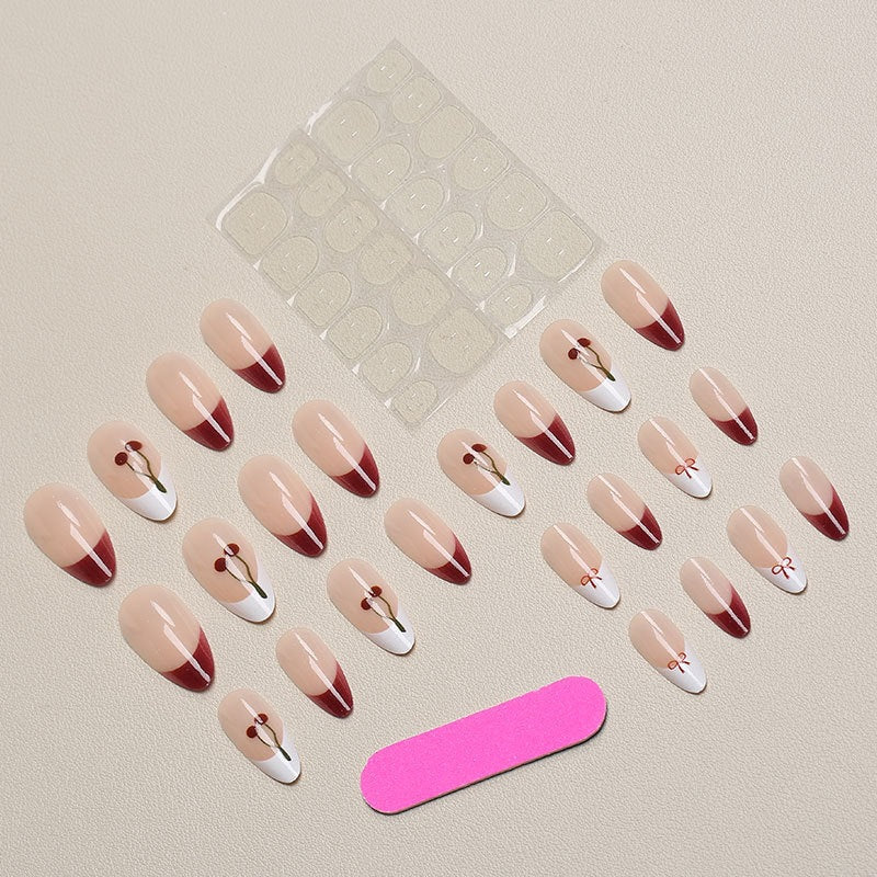 Press-On Nails Floral Accent Long-Lasting Customizable Fit