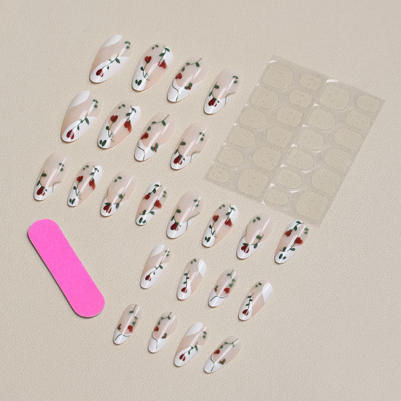 Press-On Nails Floral Accent Long-Lasting Customizable Fit
