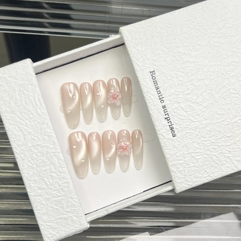 Press-On Nails Floral Accent Reusable & Easy Application