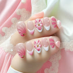 Press-On Nails Floral Accent Reusable & Glue-Free