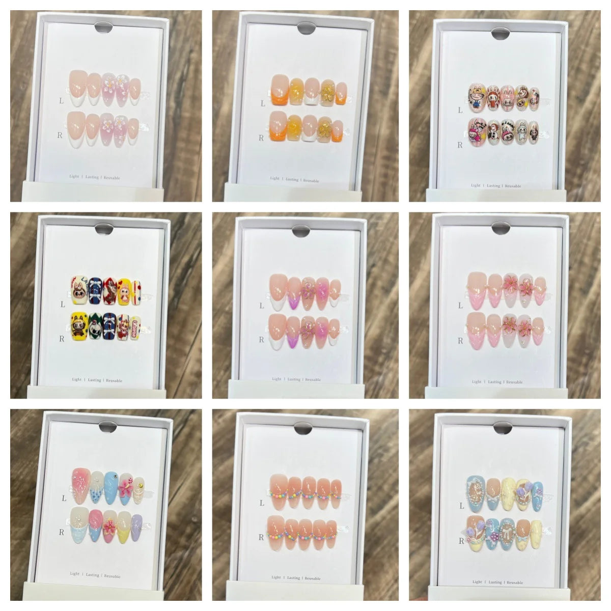 Press-On Nails Floral Accent Reusable Long-Lasting Hold