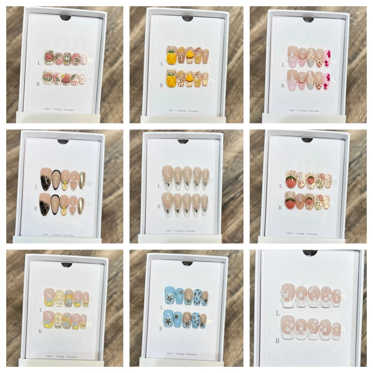 Press-On Nails Floral Accent Reusable Long-Lasting Hold