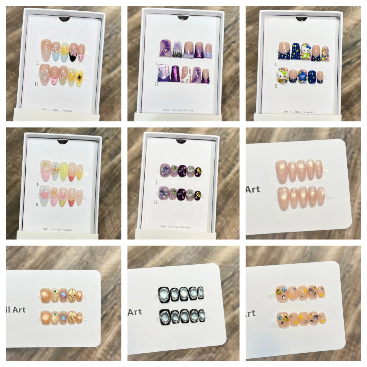 Press-On Nails Floral Accent Reusable Long-Lasting Hold