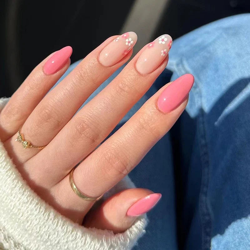 Press-On Nails Floral Accents Durable & Comfortable