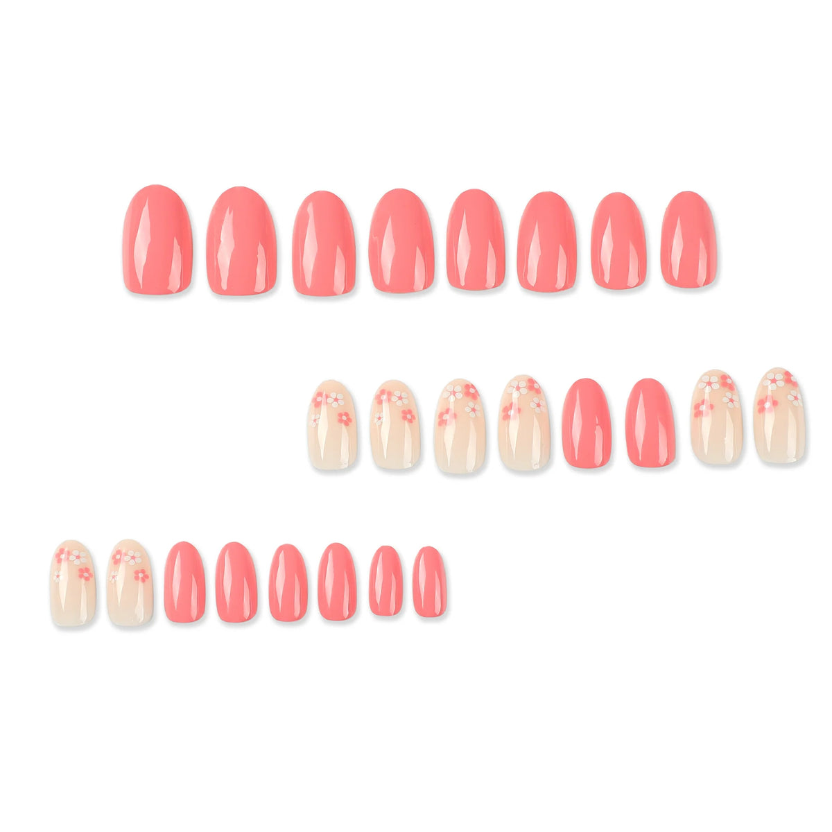 Press-On Nails Floral Accents Durable & Comfortable