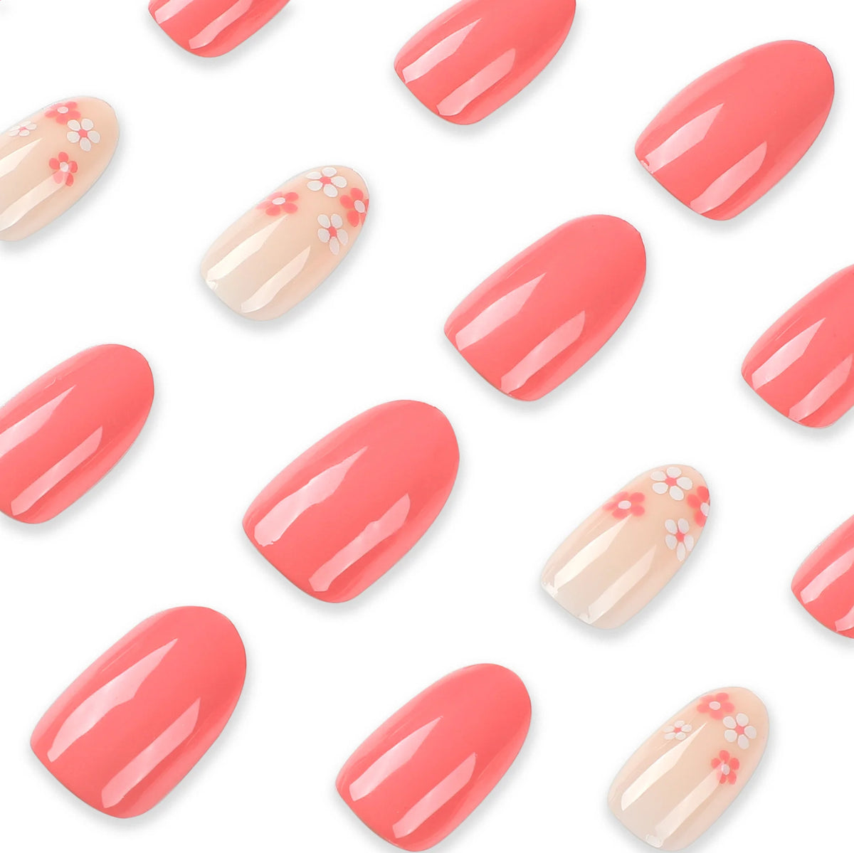 Press-On Nails Floral Accents Durable & Comfortable