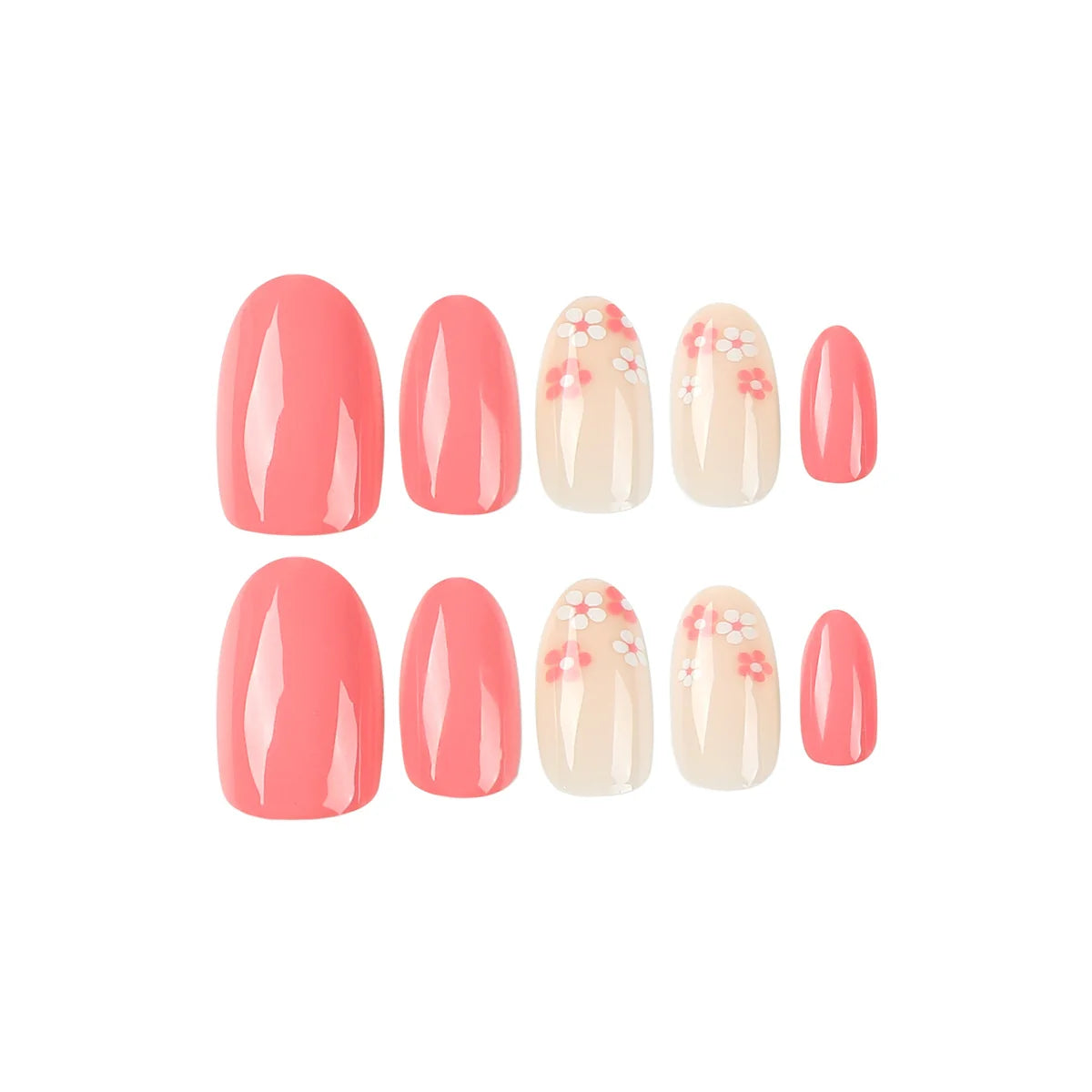 Press-On Nails Floral Accents Durable & Comfortable
