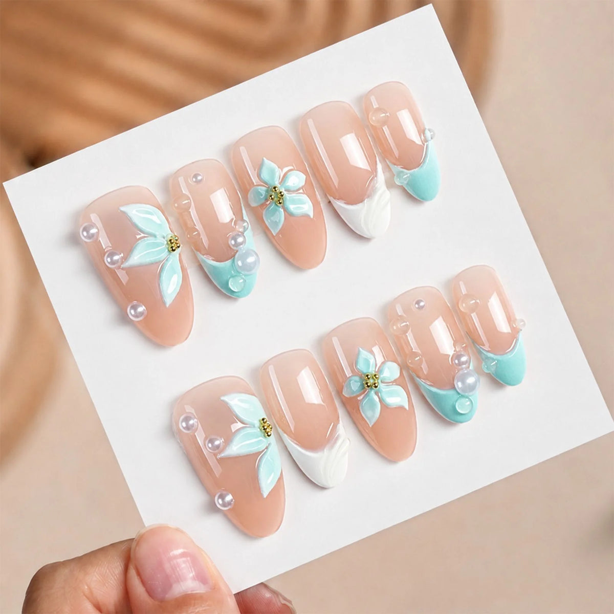 Press-On Nails Floral Accents Glue & Application Matrix
