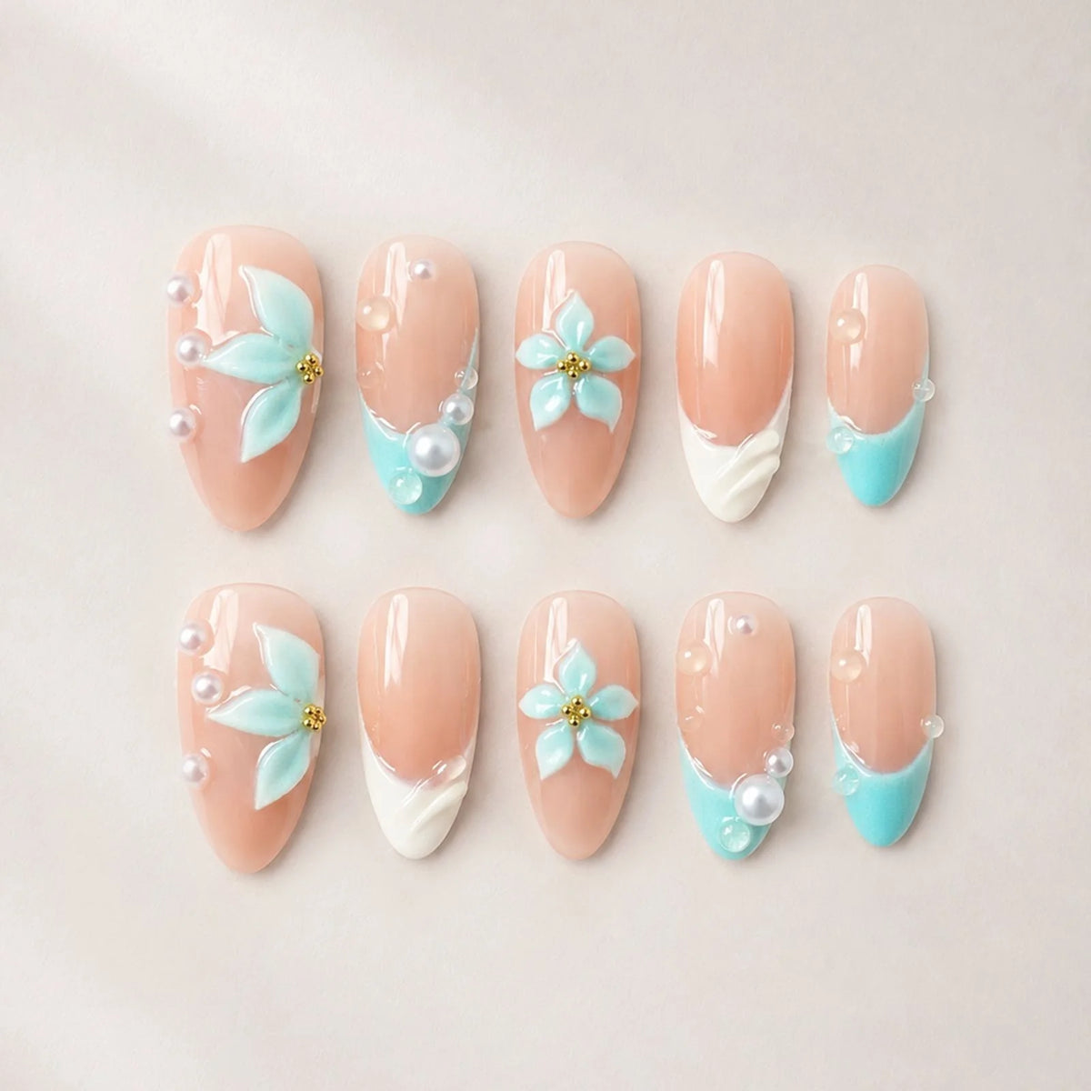Press-On Nails Floral Accents Glue & Application Matrix